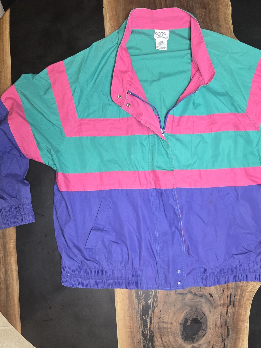 Koret Colorblock Windbreaker Jacket in Teal, Pink & Purple